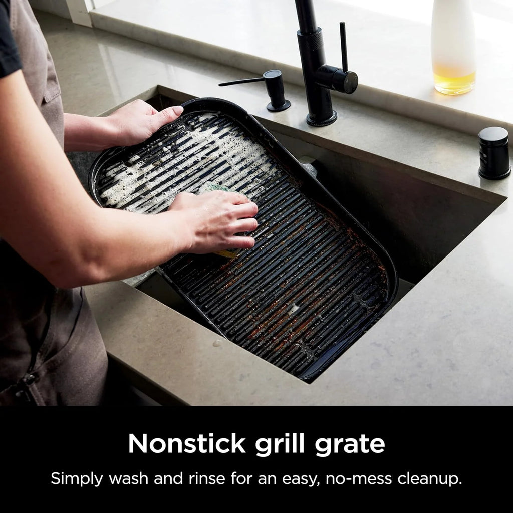 Ninja Woodfire Pro XL 2025, grill i wędzarnia zewnętrzna, termometr, grill Master 4 w 1, wędzarnia BBQ, frytkownica powietrzna na zewnątrz, piekarnik, przenośny, grill elektryczny, ciemnoszary, model OG850
