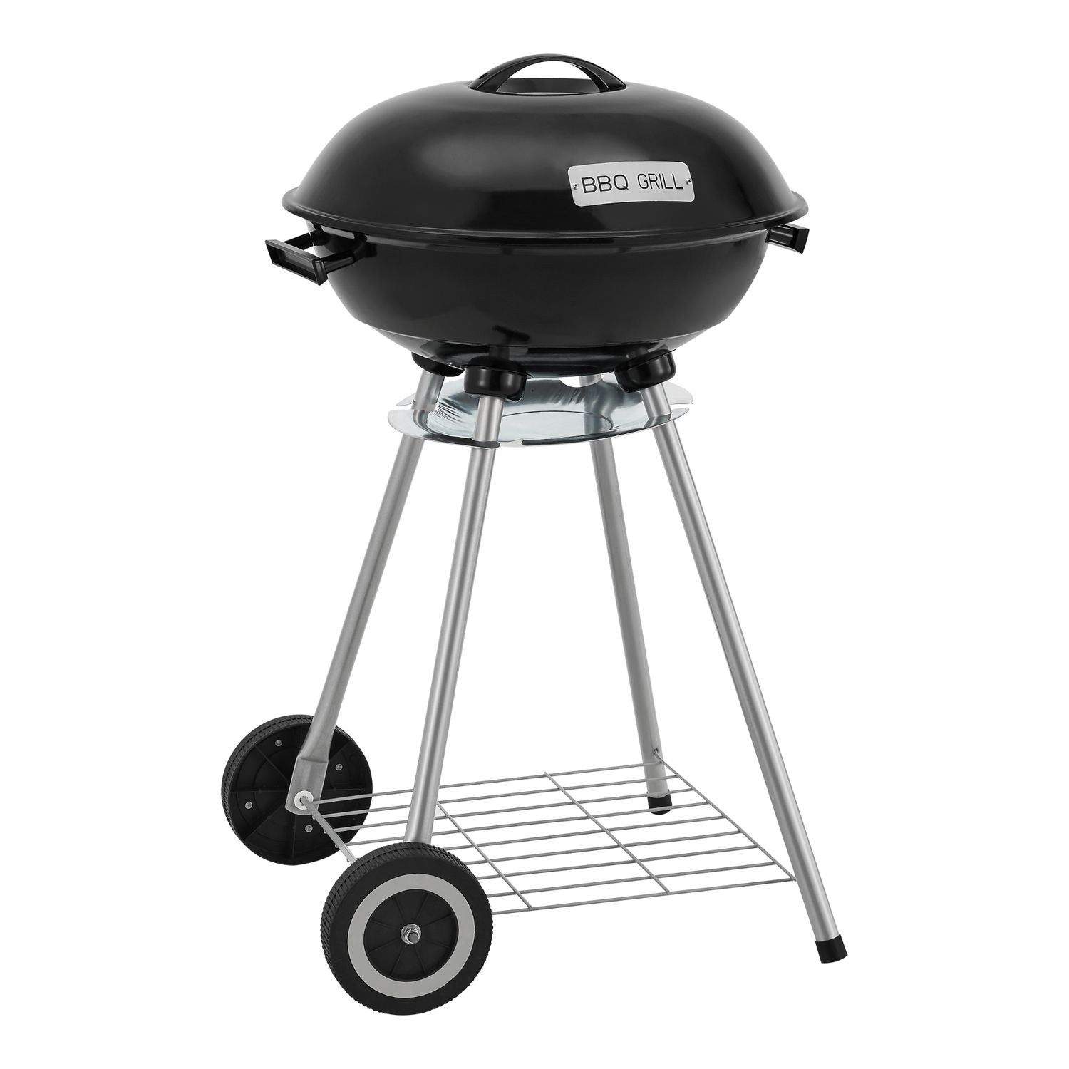 Grill kulisty węglowy Apricena z pokrywą 80x49x47cm - Czarny [casa.pro]
