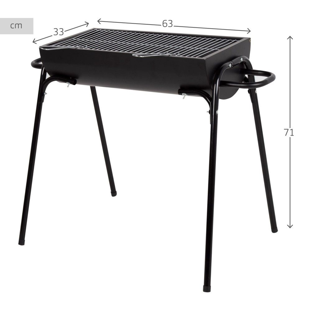 Przenośny grill stalowy 91x33x71 cm - Aktywny. Czarny