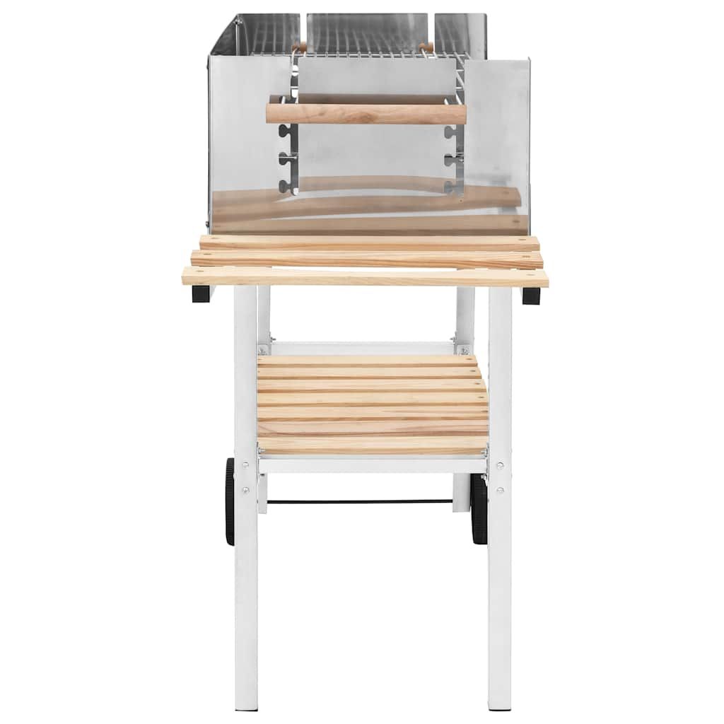 Grill węglowy XXL przenośny ze stali nierdzewnej z 2 półkami vidaxl