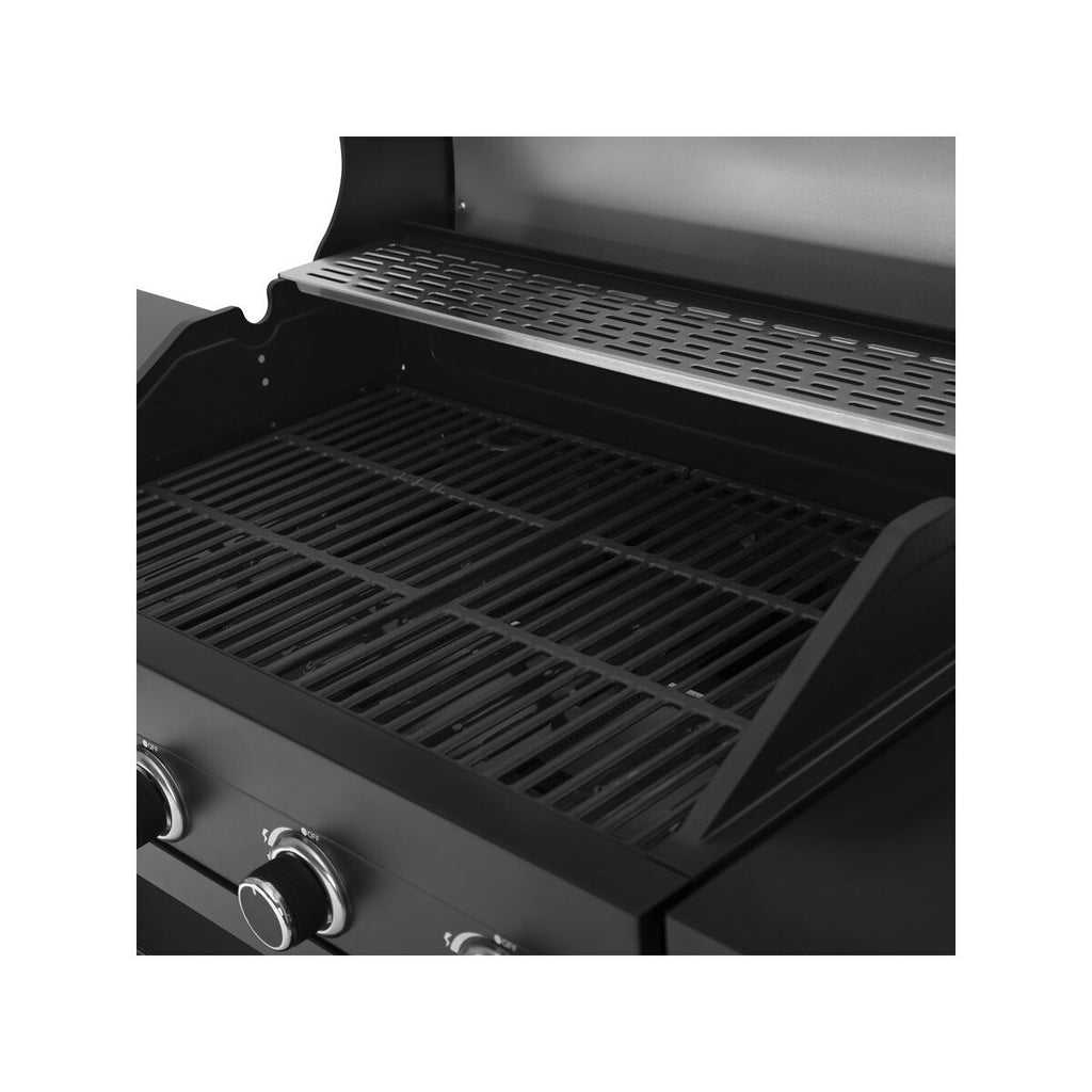 Gas grill for outdoor cooking - 12 kW - 4 burners - black