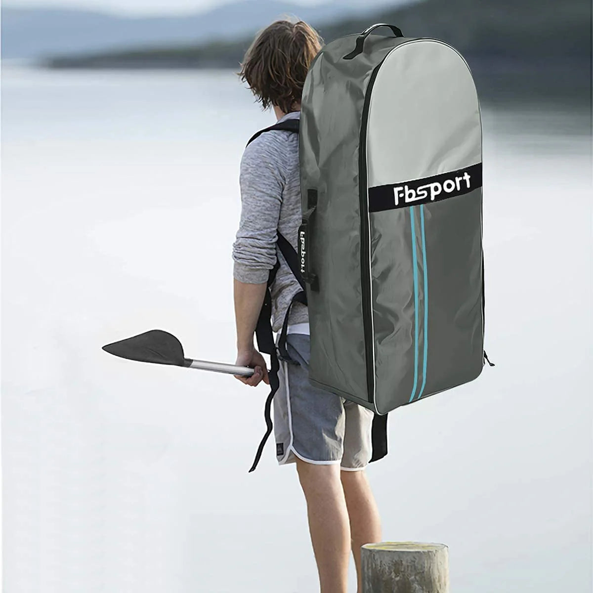 2026 FBSPORT Tabla de Paddle Surf Inflable, Grosor 15 cm, Kit Completo con Remo de Aluminio Ajustable y Bomba (Verde)