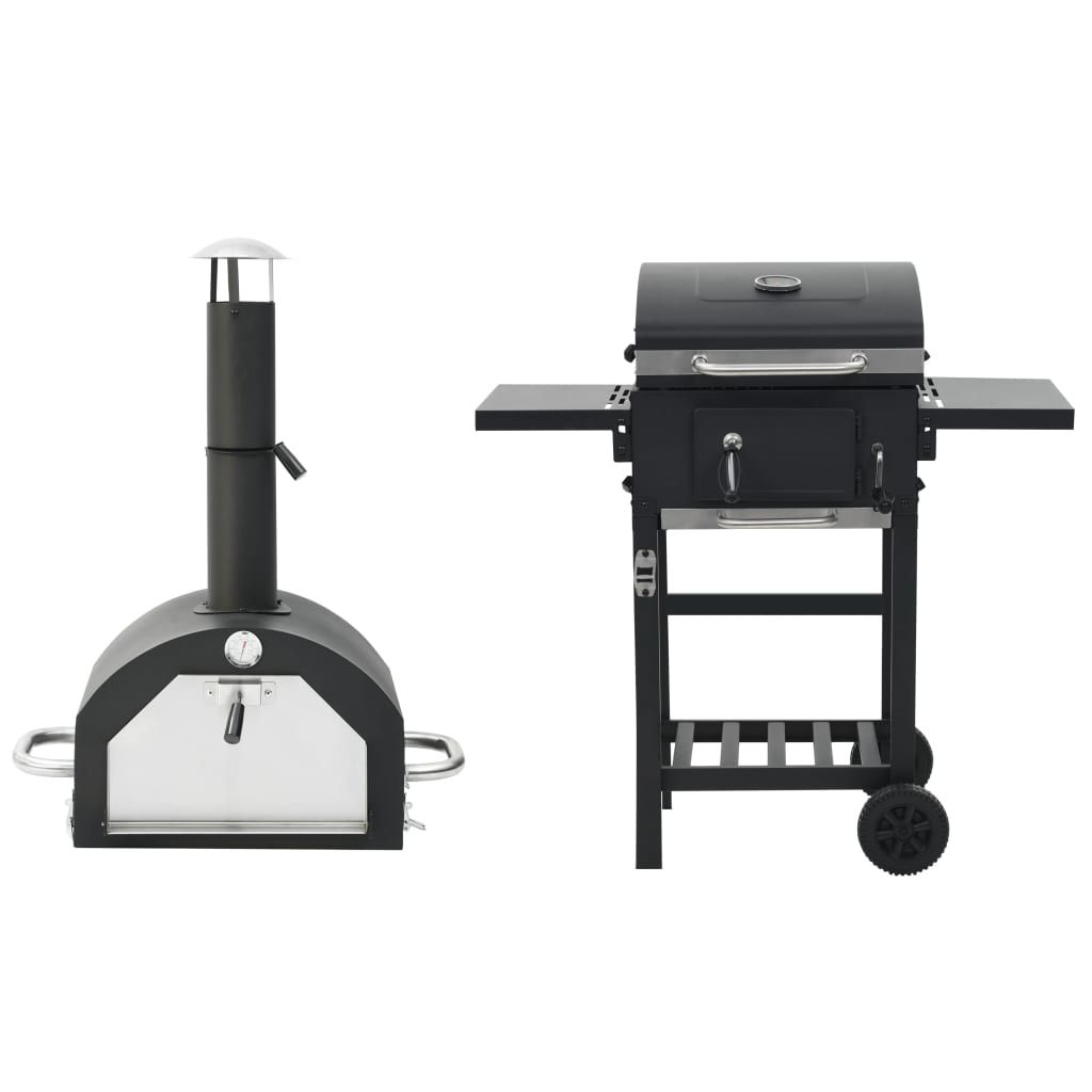 Vidaxl 3-in-1 Pizza Oven and Outdoor Grill - Black
