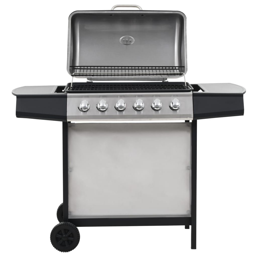 vidaXL przenośny grill gazowy z 6 palnikami, stal nierdzewna, srebrny