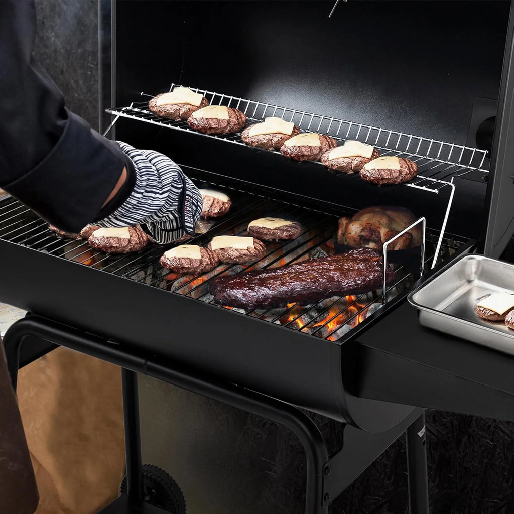2025 Royal Gourmet CC1830 30-calowy grill węglowy ze stolikiem bocznym, grill zewnętrzny o powierzchni do gotowania 627 cali kwadratowych do ogrodu, na patio i na imprezy, czarny