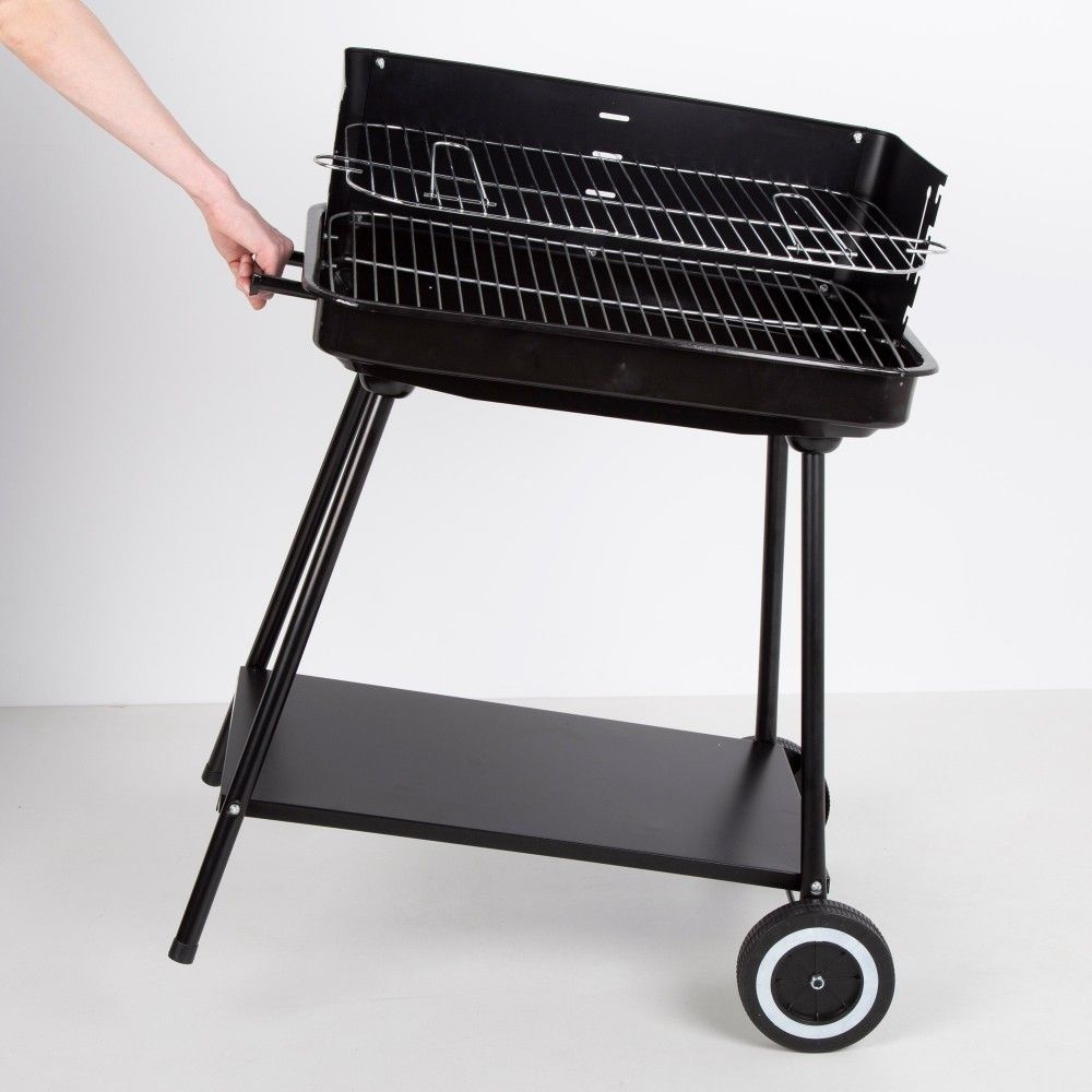 Przenośny grill stalowy 55x43x82 cm - Aktywny. Czarny