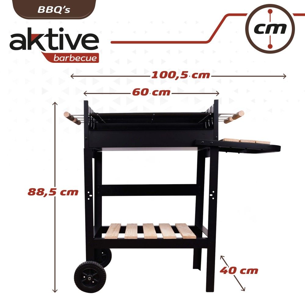 Barbacoa Carbón Madera Doble Parrilla Aktive