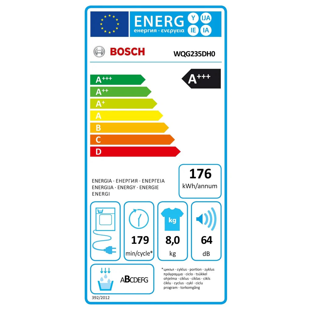 2026 Secadora de bomba de calor Bosch Serie 6 WQG235DH0 8 kg blanco A+++