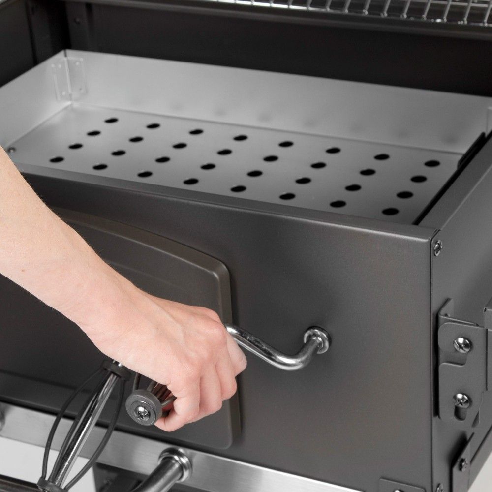 Portable charcoal grill with smoker 102x65x104 cm - steel. Black
