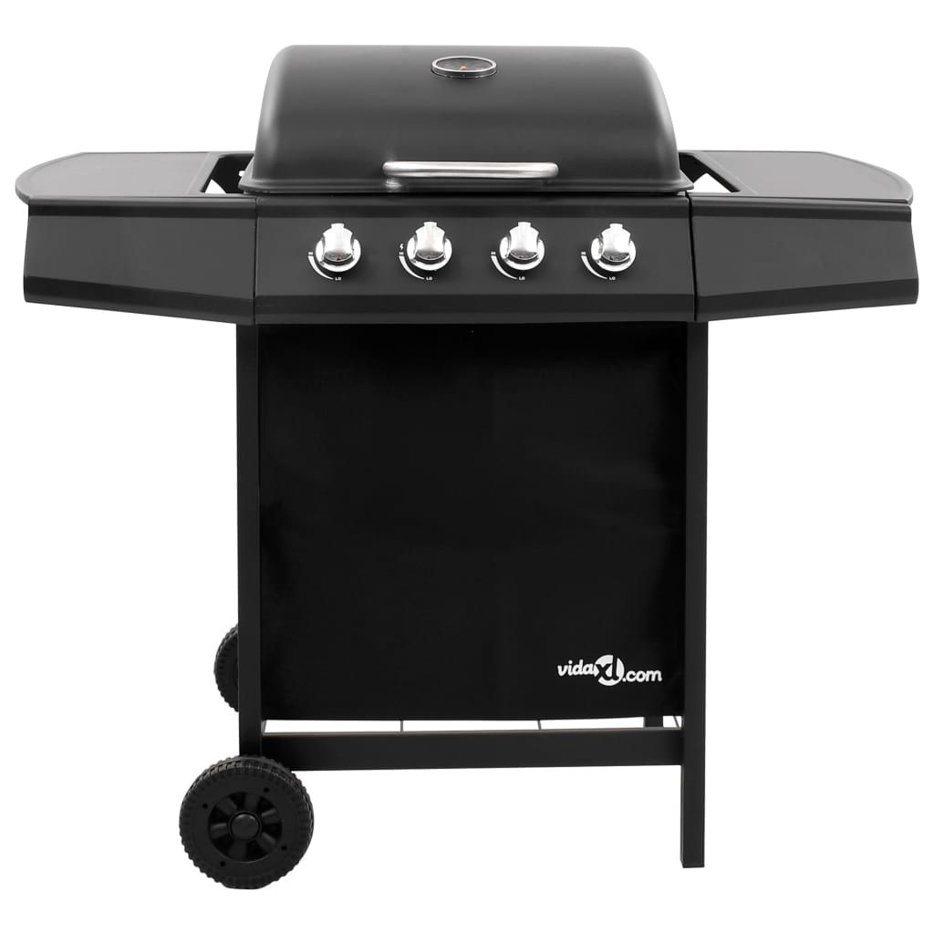 Grill gazowy Vidaxl z 4 palnikami, czarny