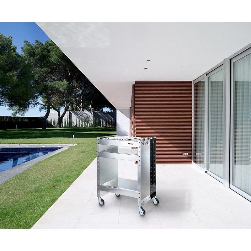 Stainless Steel Wheeled Charcoal Grill Clover,