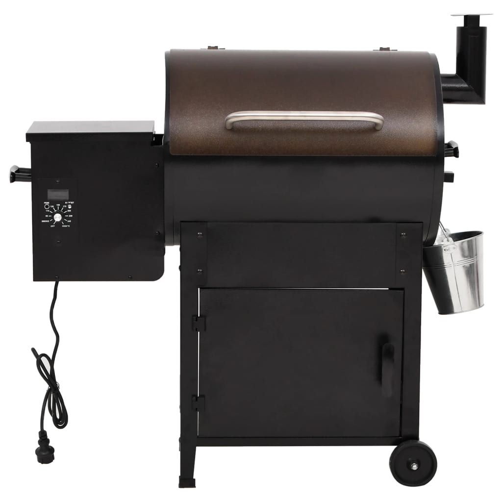 Grill pelletowy z kominem, czarny żelazo, 104 cm, Vidaxl