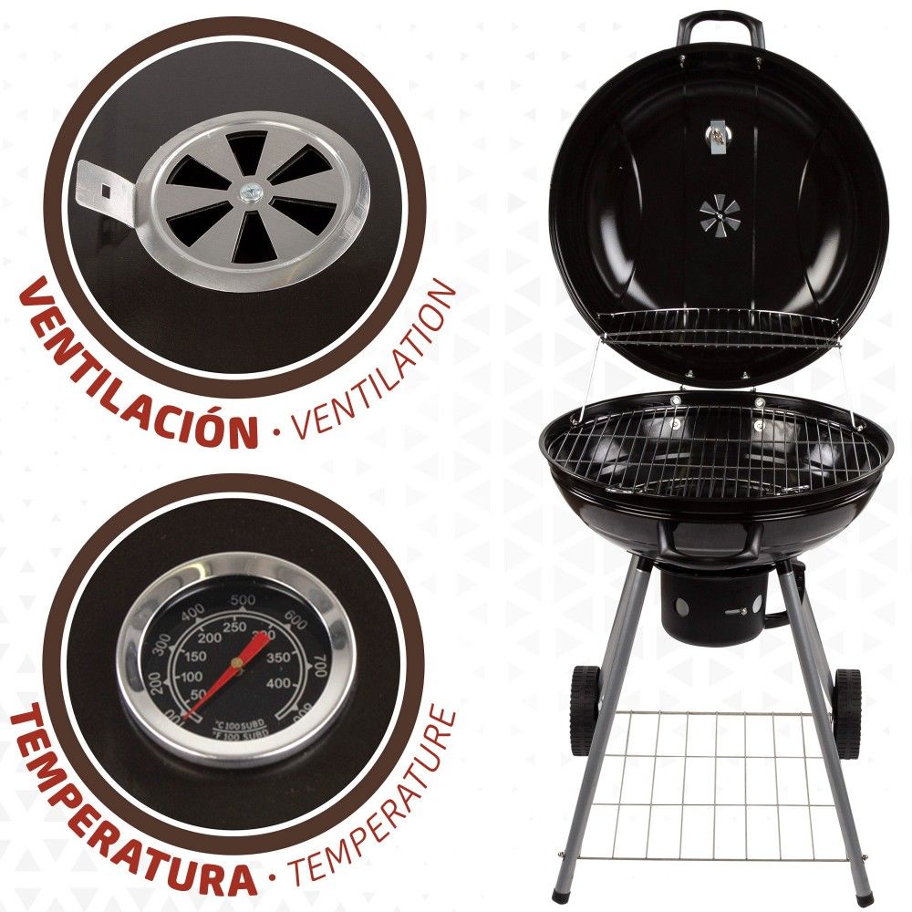 Active round charcoal grill with lid