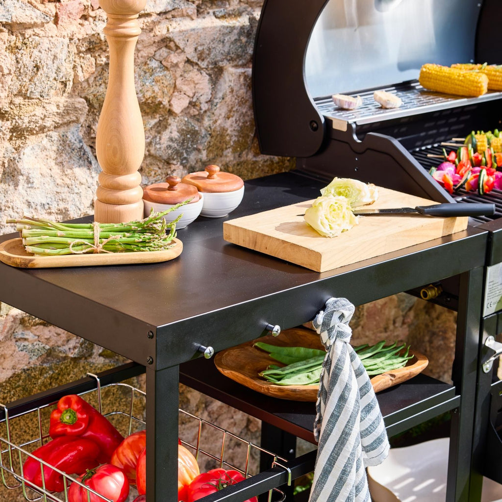 Grill 4-palnikowy, kuchnia zewnętrzna, czarny