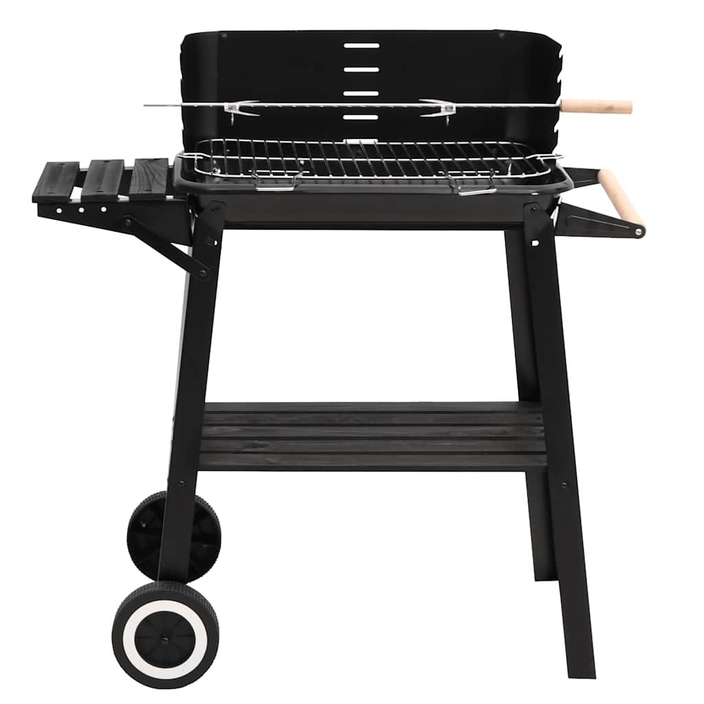 Charcoal BBQ Grill with Wheels Black Steel, VidaXL