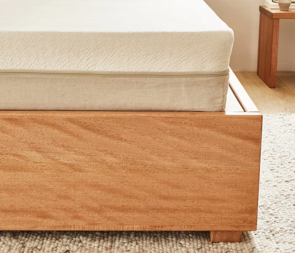 Solid wooden bed LUCA with storage