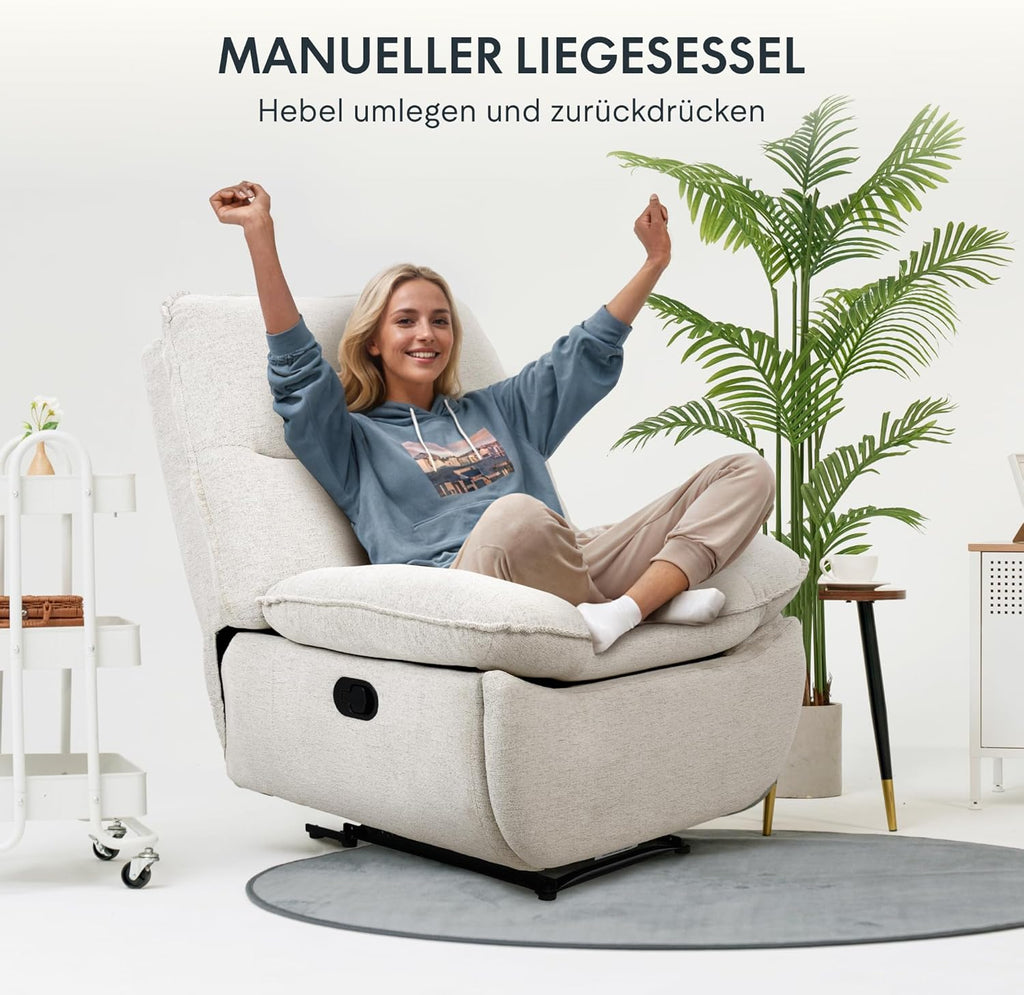 FLEXISPOT XC6 Sillón Relax, Sófa Giratorio con Función Balancín, Sillon TV con Respaldo Ajustable, Silla Reclinable para Dormitorio, Salón y Cine en Casa (Beige)
