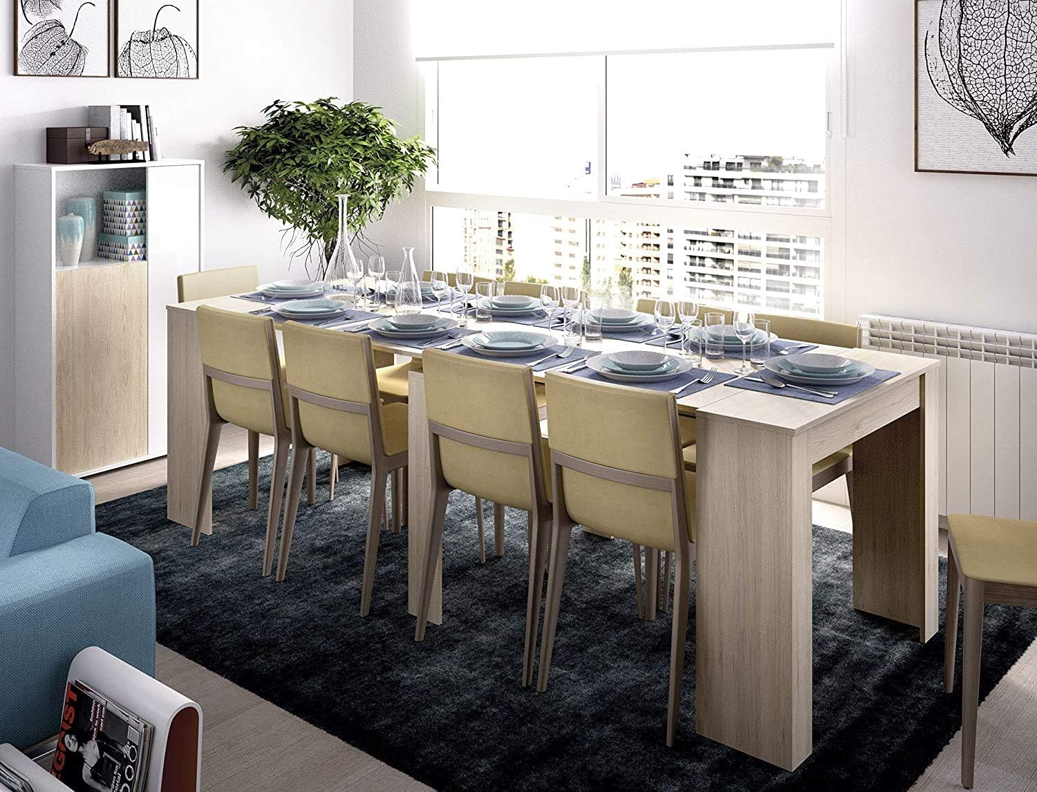 Mobelcenter - Mesa de Comedor Consola Extensible, Mesa para Salón recibidor o Cocina, Mesa Fuelle Extensible, Color Cemento (1127)