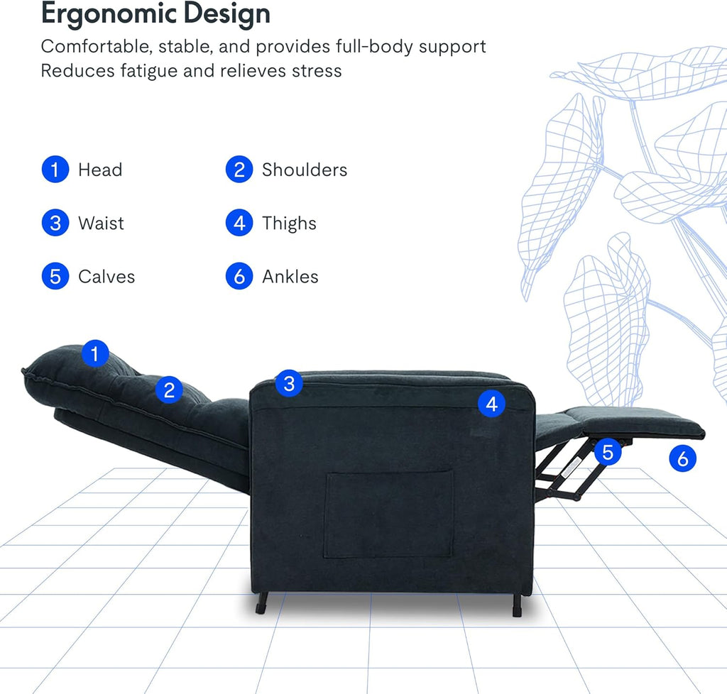 FLEXISPOT Sillón de Relax Eléctrico con Respaldo Ajustable, Reclinable de 105° a 155°, Sillon Reclinable, Sofá Relax Ergonómico Sillón para Dormitorio, Salón y Cine en casa (Gris Oscuro)