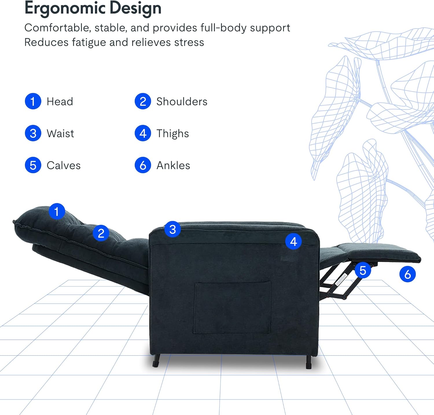 FLEXISPOT Sillón de Relax Eléctrico con Respaldo Ajustable, Reclinable de 105° a 155°, Sillon Reclinable, Sofá Relax Ergonómico Sillón para Dormitorio, Salón y Cine en casa (Gris Oscuro)