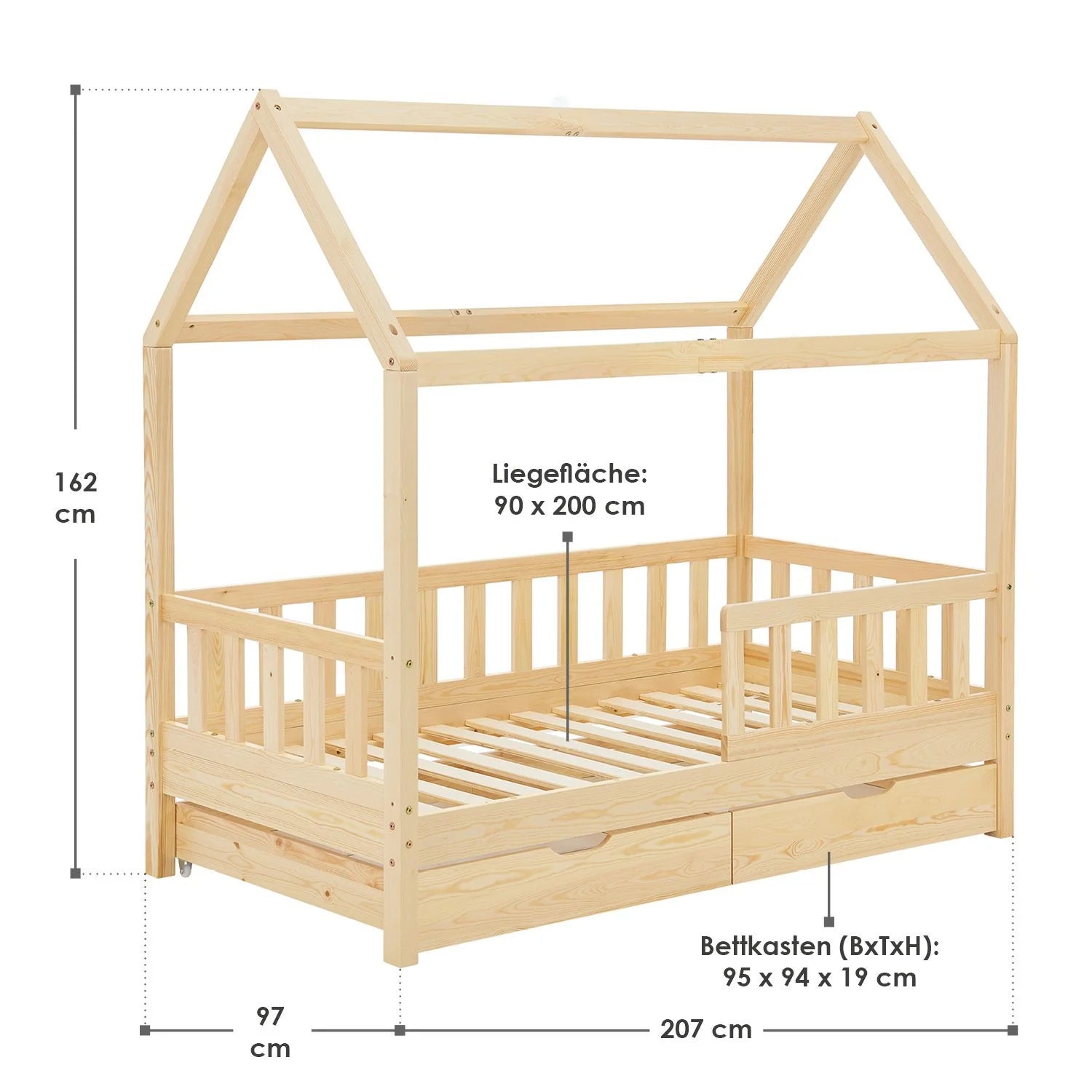 2026 Cama infantil Marli 90 x 200 cm con cajones de almacenamiento