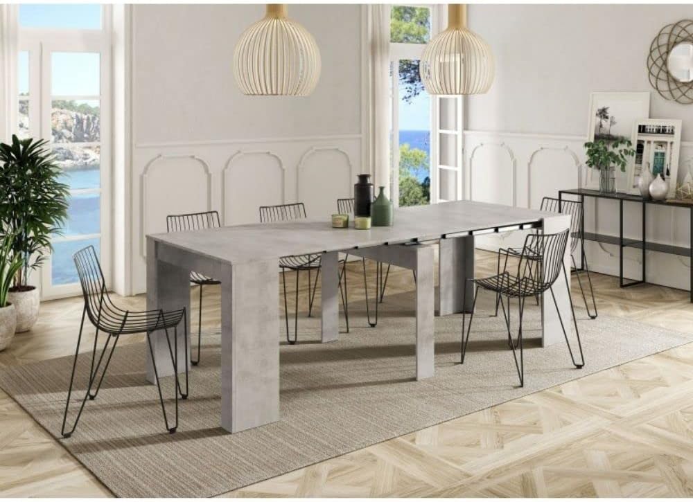 Mobelcenter - Mesa de Comedor Consola Extensible, Mesa para Salón recibidor o Cocina, Mesa Fuelle Extensible, Color Cemento (1127)