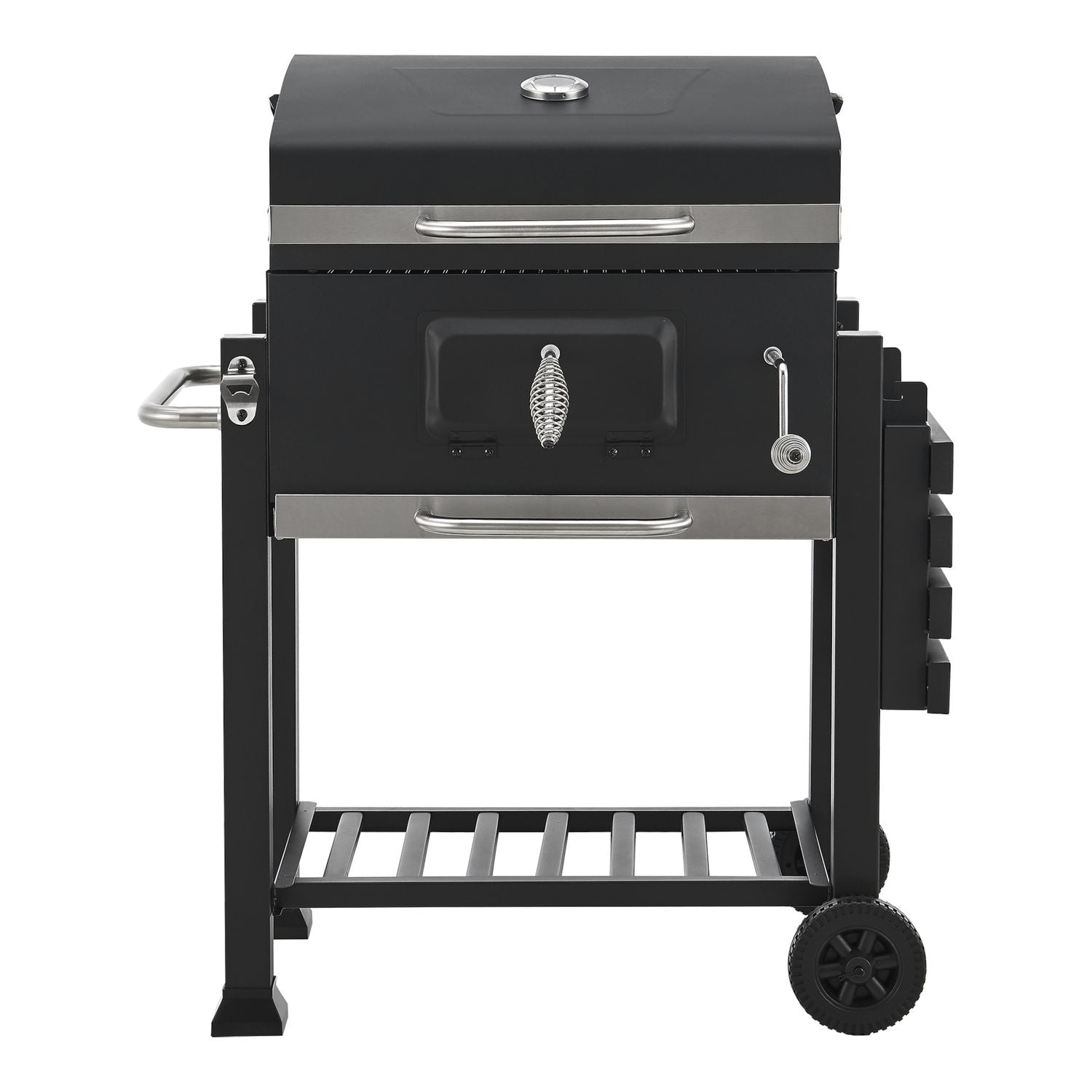 Grill węglowy Arnad z 3 stalowymi półkami 105x114x48cm - czarny [casa.pro]