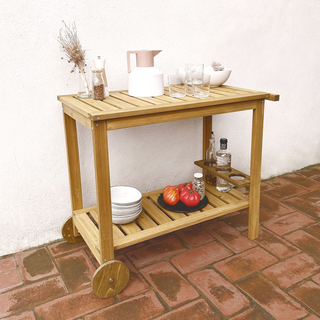 Aparador De Barbacoa De Madera Con Ruedas, Madera