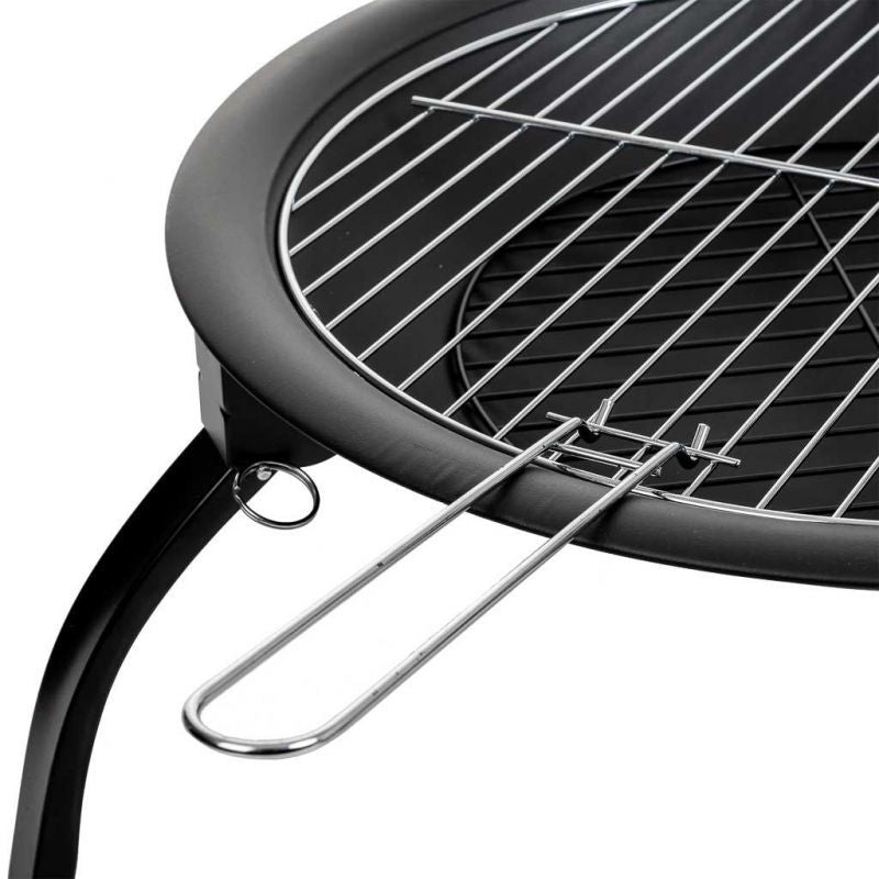 Metal garden grill with a grate - black