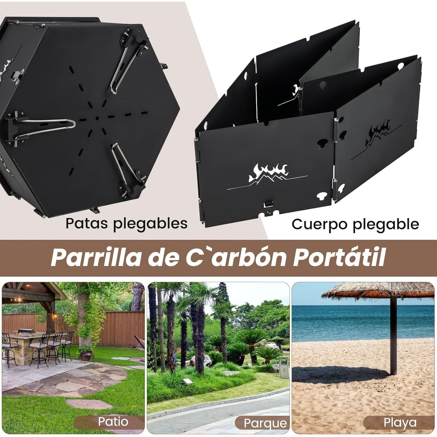 Large Charcoal Grill, Charcoal and Wood Grills with Foldable Body and Legs, Costway 77 x 74 x 38 cm