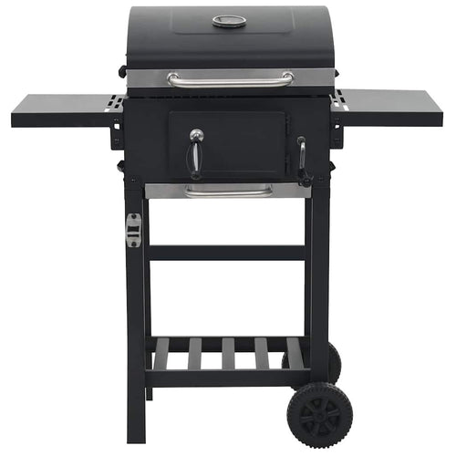 Czarny grill węglowy z dolną półką vidaXL