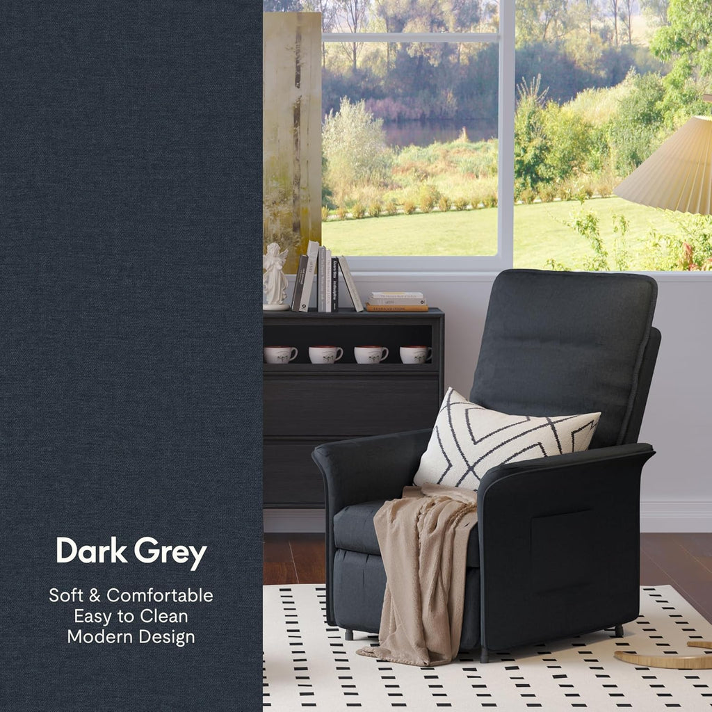 FLEXISPOT Sillón de Relax Eléctrico con Respaldo Ajustable, Reclinable de 105° a 155°, Sillon Reclinable, Sofá Relax Ergonómico Sillón para Dormitorio, Salón y Cine en casa (Gris Oscuro)