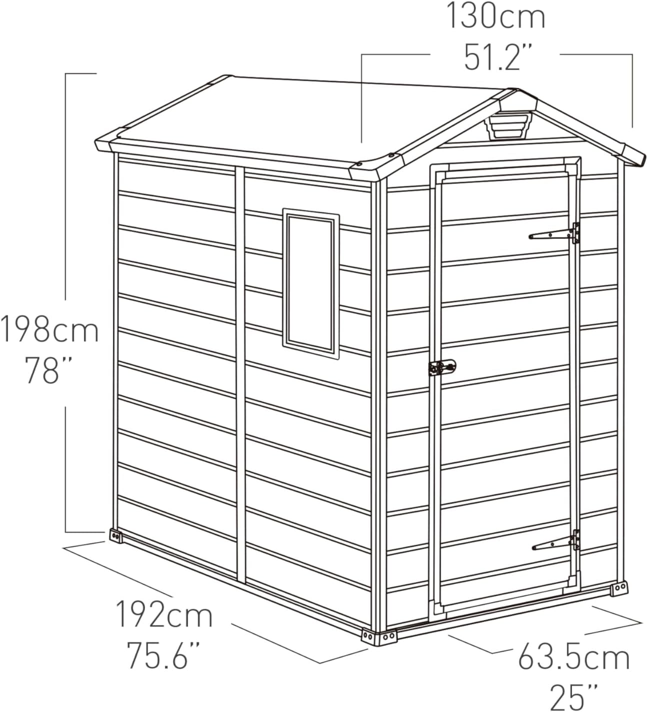 Keter Manor 4X6 - Caseta de jardín, 130x192x198cm y 2,2m2, Suelo, Sistema de ventilación, Puerta y Ventana, Resistente al Agua, Color Gris