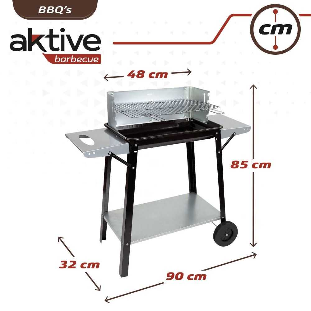 Active portable charcoal grill with 4 grill heights