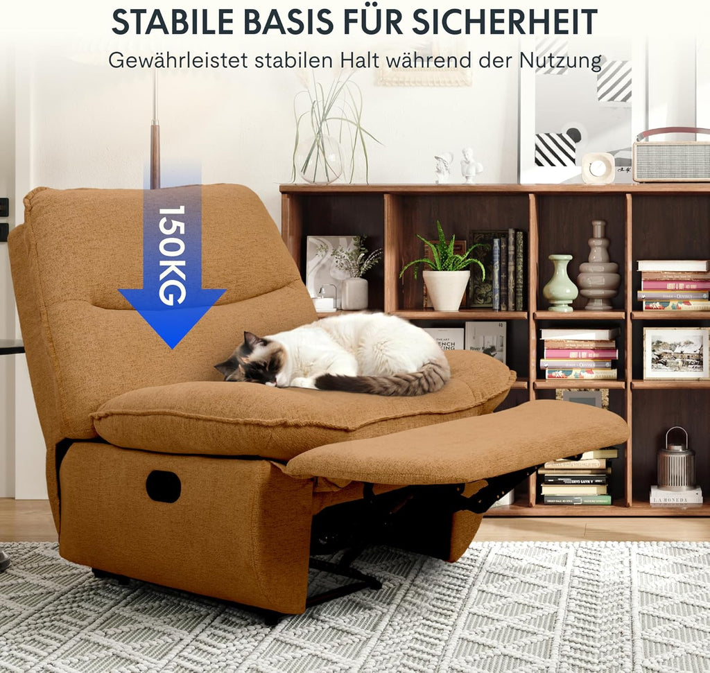 FLEXISPOT XC6 Sillón Relax, Sófa Giratorio con Función Balancín, Sillon TV con Respaldo Ajustable, Silla Reclinable para Dormitorio, Salón y Cine en Casa (Beige)
