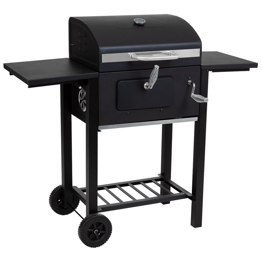 Black metal car with barbecue