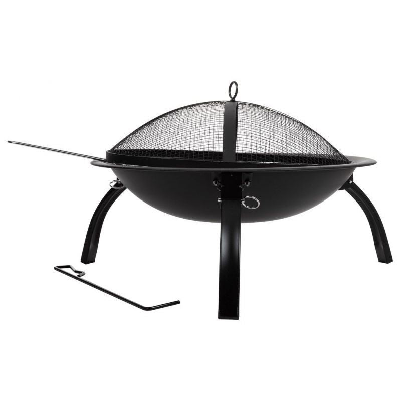 Metal garden grill with a grate - black