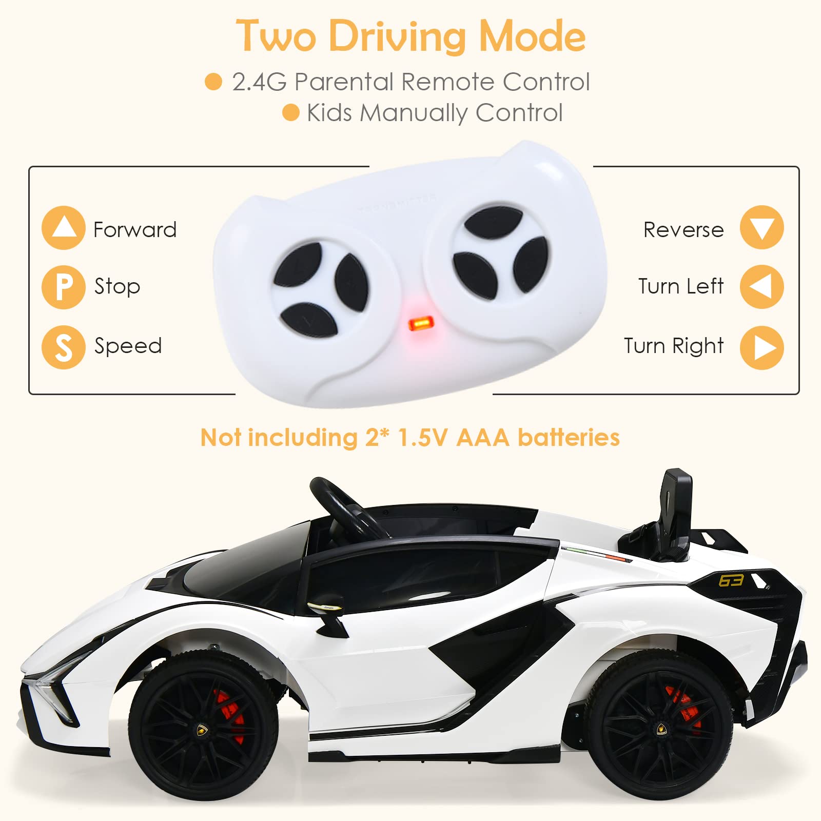Licensed Electric Lamborghini with Suspension and Bluetooth