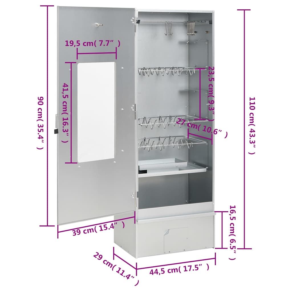 Horno Ahumador De Barbacoa Con Mesa Acero Galvanizado Vidaxl
