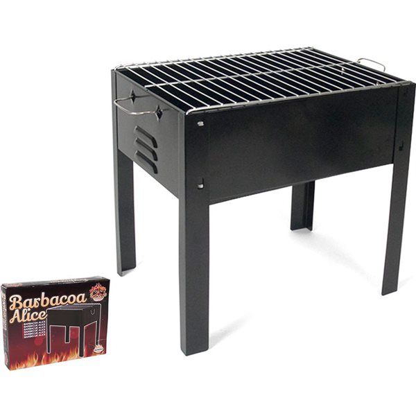 Grill with grate, black, 35x24x35 cm