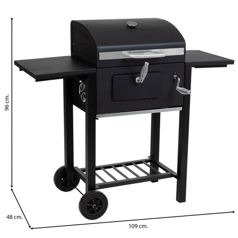 Black metal car with barbecue