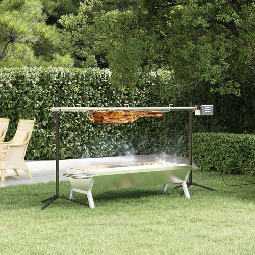Automatic grill with motor, stainless steel, 150x46.5x82.5 cm, Vidaxl