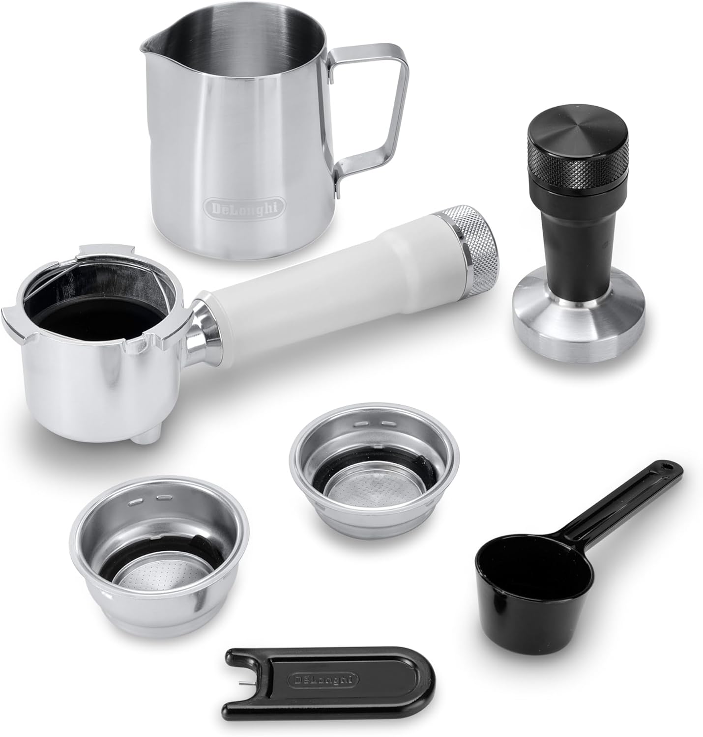 De'Longhi Dedica – Stainless Steel Pump Espresso Coffee Machine for Ground Coffee or Pods, Espresso and Cappuccino, 1.3 L Tank, Anti-Drip System, Model EC685.M, Metallic Colour