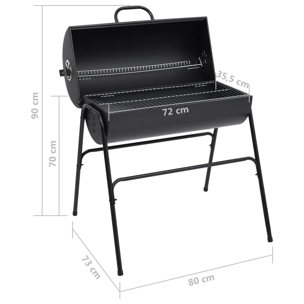2026 Parrilla con 2 rejillas de cocción negra – Barbacoa portátil de 80x95x90 cm en acero
