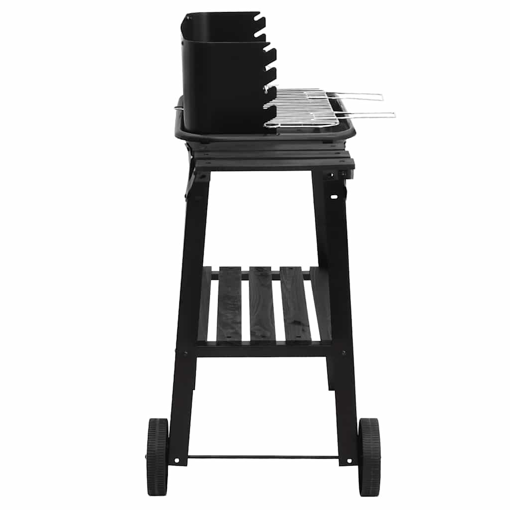 Charcoal BBQ Grill with Wheels Black Steel, VidaXL