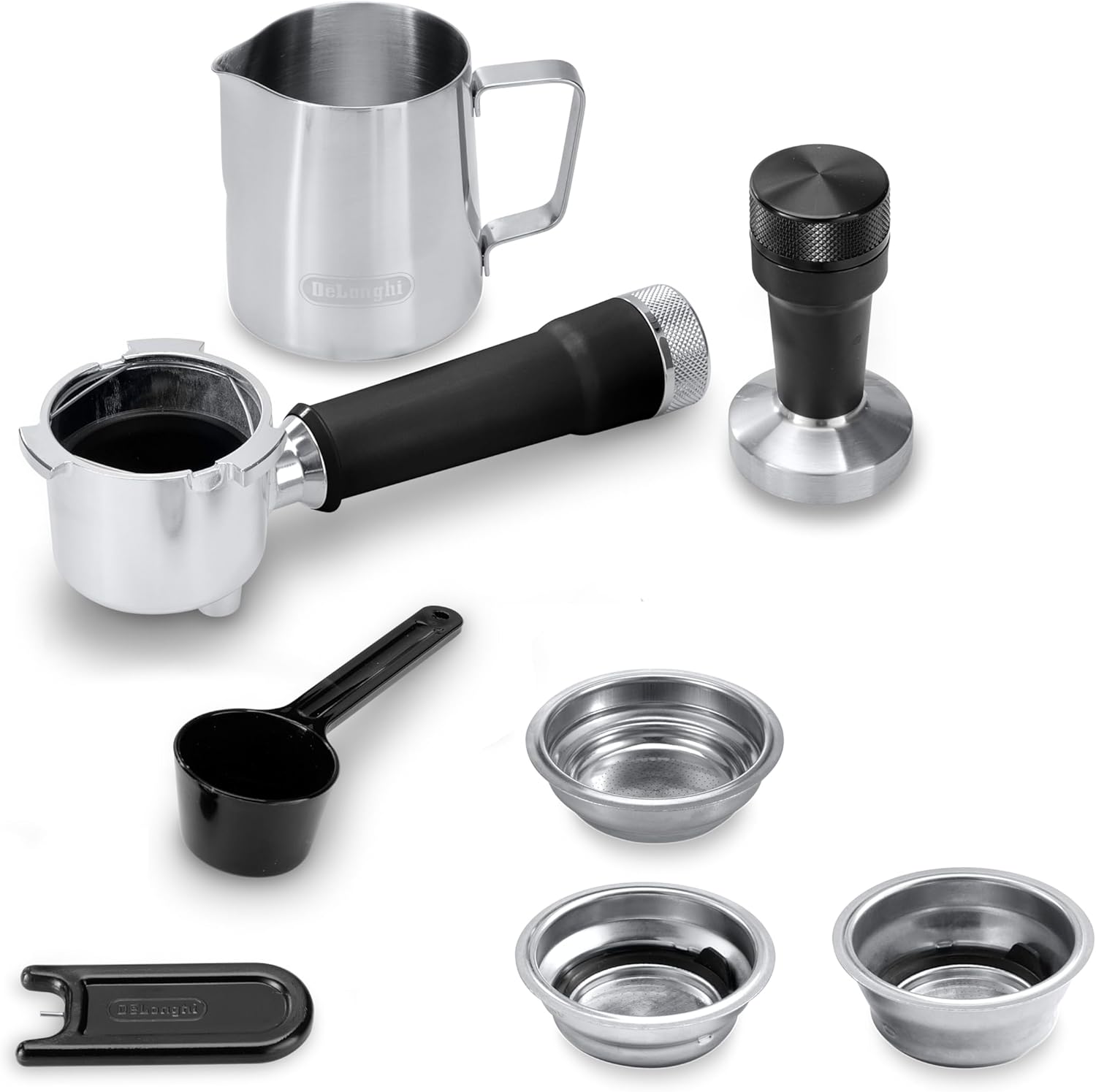De'Longhi Dedica – Stainless Steel Pump Espresso Coffee Machine for Ground Coffee or Pods, Espresso and Cappuccino, 1.3 L Tank, Anti-Drip System, Model EC685.M, Metallic Colour