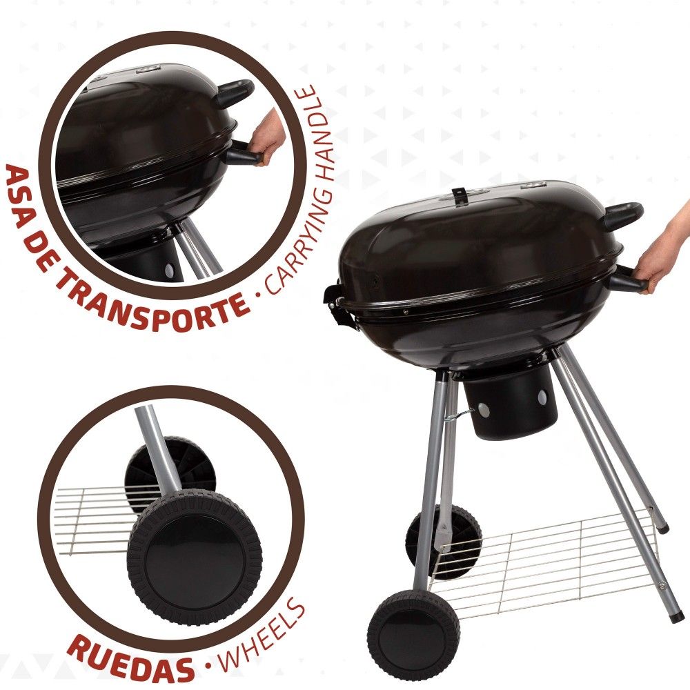 Active round charcoal grill with lid