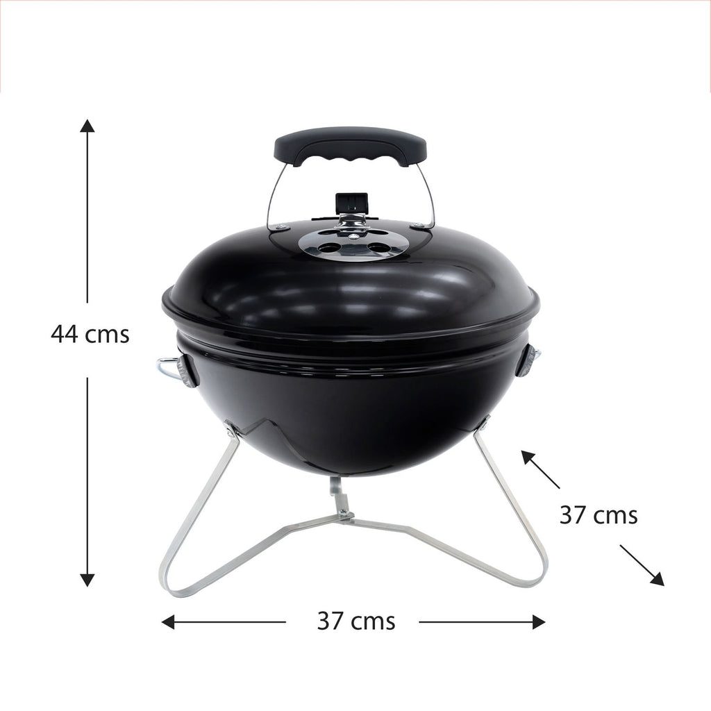 Kekai Tahoe Tabletop Charcoal Grill, Portable, 37x37x44 cm, with Lid and Transport and Locking System, Black Enamel