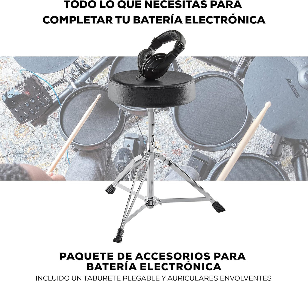 Alesis Nitro Max Kit Batería Electrónica con Parches Silenciosos de Malla, Caja de Doble Zona de 10", Bluetooth, 440+ Sonidos Auténticos, Lecciones Drumeo, USB MIDI, Pedal de Bombo