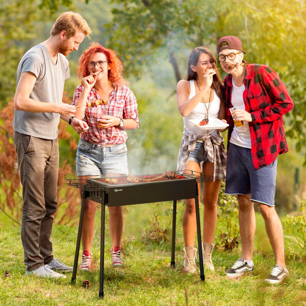 Outsunny grill węglowy, stal nierdzewna, metal, 77x30x70 cm, czarny